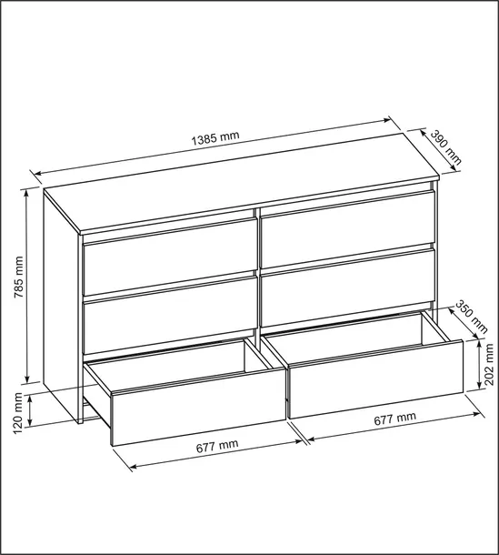 biala-komoda-140cm-6-szuflad-wysokosc-mebla-79-cm