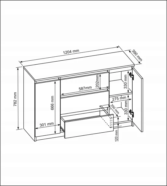 komoda-2d3s-120cm-biel-salon-wysokosc-mebla-78-cm
