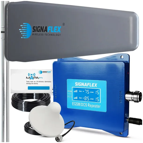 WZMACNIACZ ZASIĘGU SYGNAŁU GSM DCS 4G LTE + ANTENY