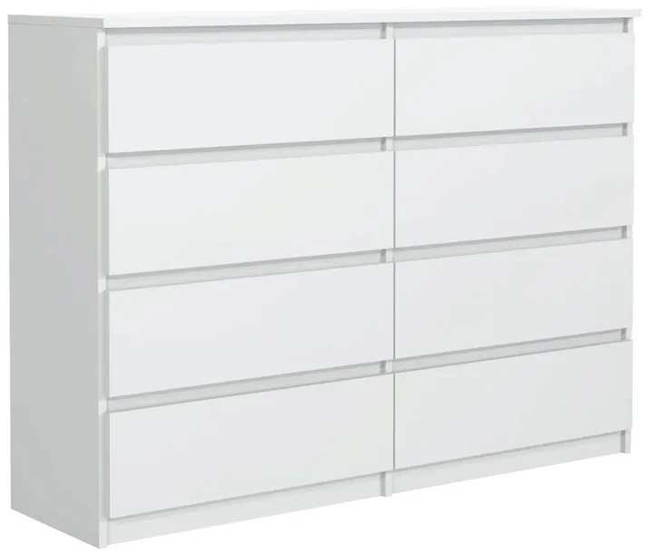NOWOCZESNA KOMODA 140CM 8 SZUFLAD BIAŁA DO SALONU SYPIALNI OD PRODUCENTA