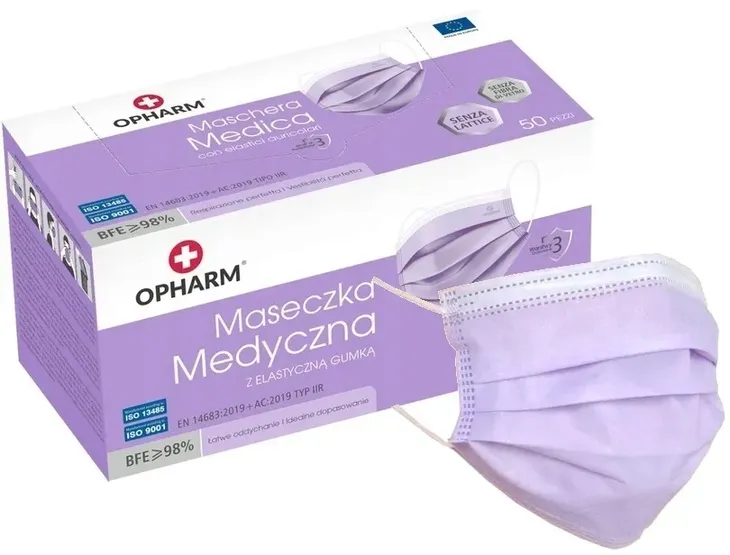 Maseczka Maska chirurgiczna medyczna fiolet 50szt