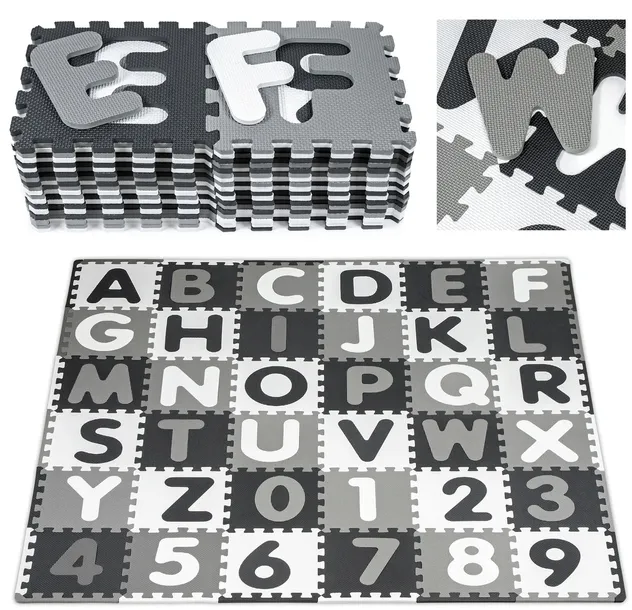 MATA piankowa puzzle EDUKACYJNA 175x175 dla dzieci SKŁADANA ochronna LITERY