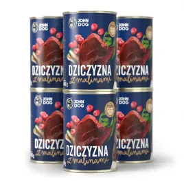 Zdjęcie produktu Bezzbożowa karma mokra dla psów dziczyzna z malinami 6x 400g