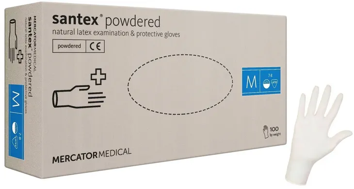RĘKAWICE RĘKAWICZKI LATEKSOWE PUDROWANE 100 szt M MERCATOR MEDICAL