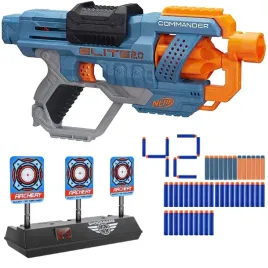 pistolet-nerf-elite-commander-elektroniczna-tarcza-dodatkowe-strzalki