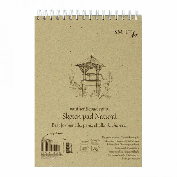 SM-LT AUTHENTIC SZKICOWNIK NATURAL SPIRALA A5 100G 70ARK 5EB-70TS/NT
