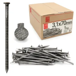 Zdjęcie produktu Gwoździe pierścieniowe 70mm 3x70 2,5" karbowane czarne paletowe 1 kg