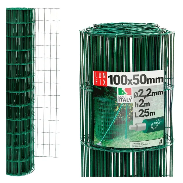 Siatka ogrodzeniowa 200 cm powlekana ocynkowana zielona 100x50 fi2,2 25mb