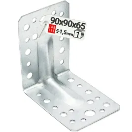Zdjęcie produktu Kątownik montażowy 90x90x65x1,5 łącznik ciesielski ocynkowany 1szt.