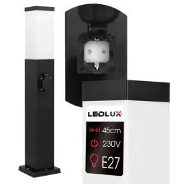 ozdobna-czarna-lampa-ogrodowa-stojaca-typu-slupek-o-wysokosci-45cm-z-trzonkiem-e27-przystosowana-do-zrodel-led-i-wyposazona-w-gniazdo