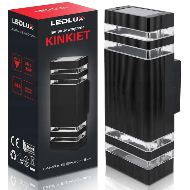 Zewnętrzny kinkiet elewacyjny GU10 LED, idealny jako lampa ogrodowa lub ścienna