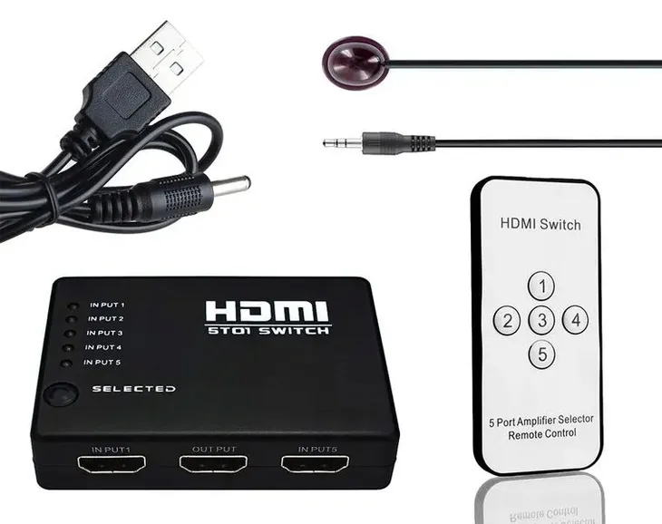 switch-hdmi-przelacznik-5x1-full-hd-pilot-stan-nowy