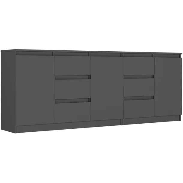 KOMODA R-200-S6 6 SZUFLADOWA SZAFKA ANTRACYT zestaw 2 szt.