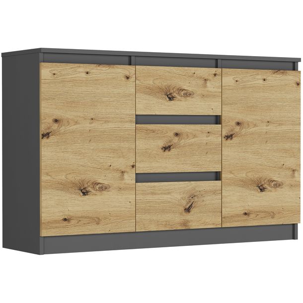 Komoda do salonu sypialni duża 3 szuflady antracyt mix artisan 120