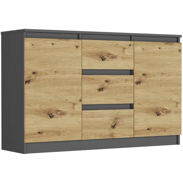 Komoda do salonu sypialni duża 3 szuflady antracyt mix artisan 120
