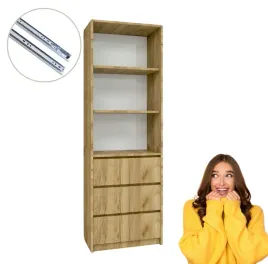 regal-biurowy-z-3-szufladami-i-polkami-na-ksiazki-dab-craft-zloty-180x90x32