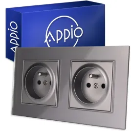 kontakt-szare-gniazdko-elektryczne-2-z-bolcem-podwojne-fi60-ramka-szklana