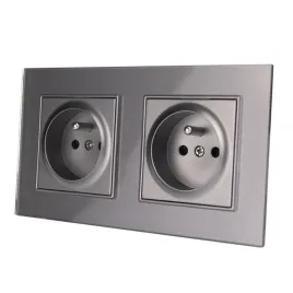 kontakt-szare-gniazdko-elektryczne-2-z-bolcem-podwojne-fi60-ramka-szklana