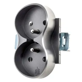 kontakt-szare-gniazdko-elektryczne-z-bolcem-podwojne-twin-fi60-do-ramek
