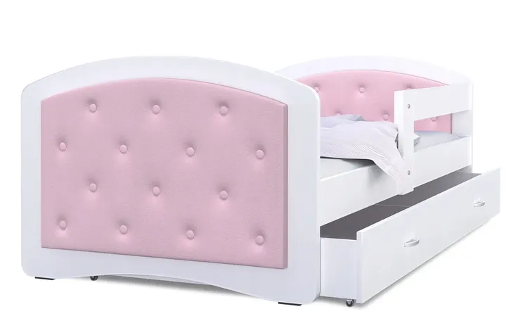Łóżko tapicerowane 160x80 szuflada + materac MEGI