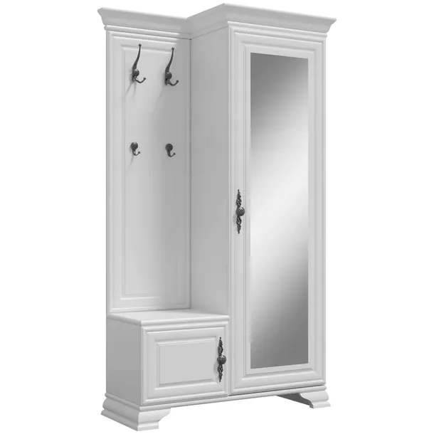 Garderoba przedpokój 116 cm szafa do przedpokoju z lustrem zestaw - PRAWA