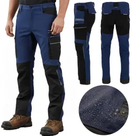 spodnie-robocze-meskie-stretch-do-pasa-elastyczne-granatowo-czarne-slim-fit
