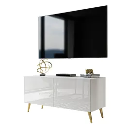szafka-rtv-aura-100-cm-bialy-polysk-zlote-nogi