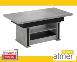 lawostol-stol-lawa-l16-szuflada-polka-rozkladany-170cm-jasny-beton-czarny