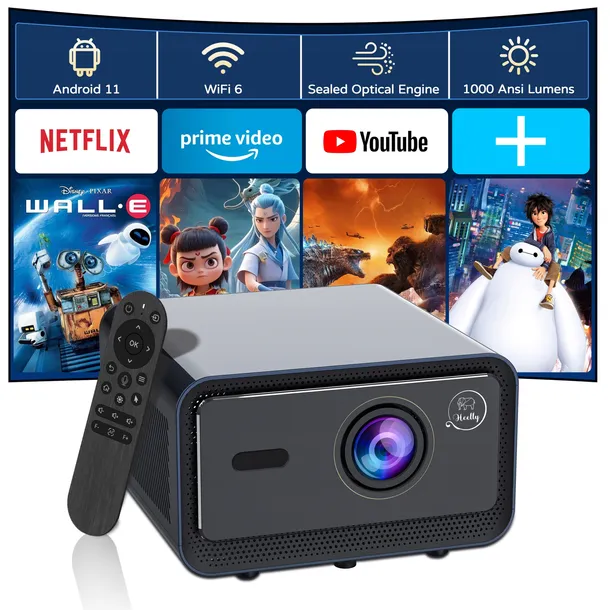 PROJEKTOR RZUTNIK 30000LM WIFI ANDROID SMART TV HERMETYCZNY 4K AUTOFOCUS