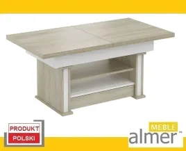 lawostol-stol-lawa-l16-szuflada-polka-rozkladany-do-170cm-dab-sonoma-bialy
