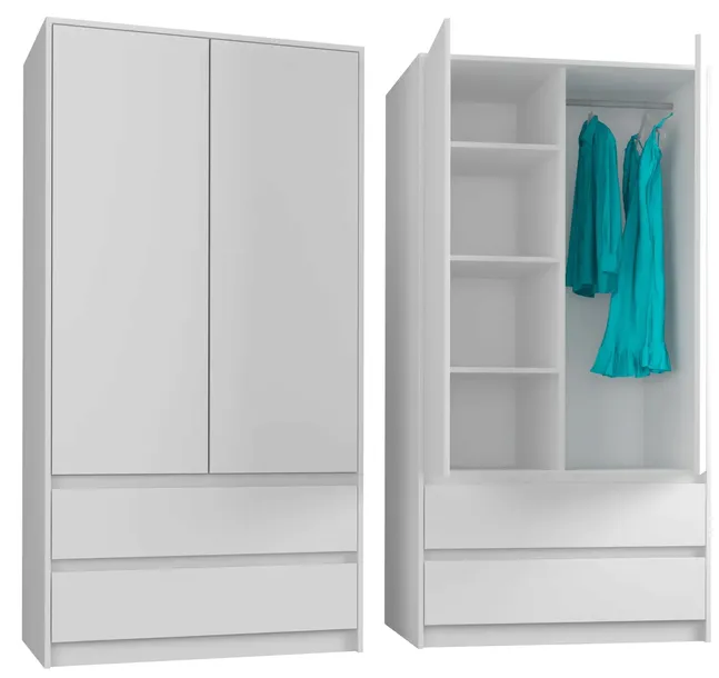 Garderoba szafa 90cm 2szuflady biała B-9