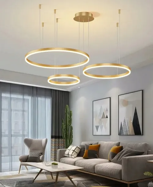LAMPA LED RING ZŁOTA LAMPA WISZĄCA 60/40/20 + Pilot