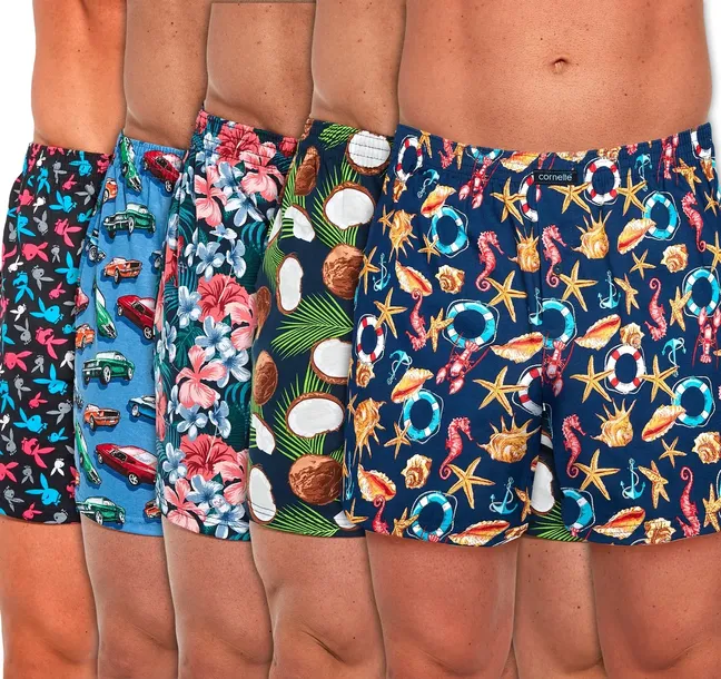 Zestaw bokserek Cornette – męskie, nadruk Classic, wygodne 5x - XXL