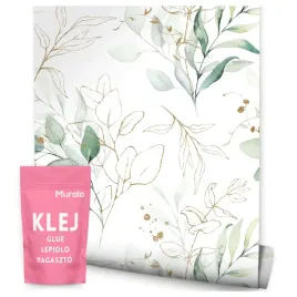 tapeta-w-rolce-akwarela-liscie-natura-galazki-3d