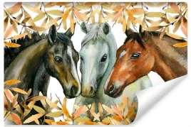fototapeta-scienna-konie-liscie-dekoracja-90x60