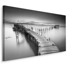 obraz-scienny-czarno-bialy-pomost-widok-3d-90x60