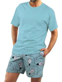 sesto-senso-bawelniana-pizama-meska-krotki-rekaw-4xl-blekitna