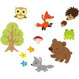 naklejki-dzieciece-zwierzatka-lesne-kwiaty-50x100
