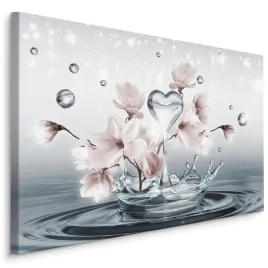 obraz-scienny-magnolia-krople-wody-serce-3d-70x50