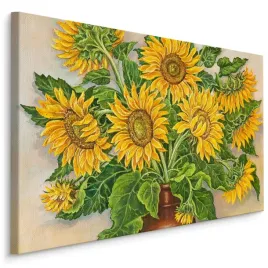 obraz-canvas-kwiaty-sloneczniki-w-wazonie-70x50
