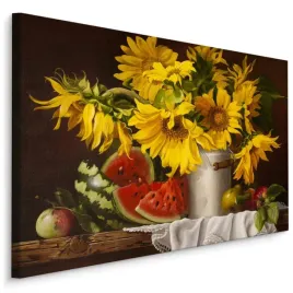 obraz-sloneczniki-owoce-martwa-natura-3d-120x80