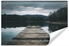 fototapeta-do-salonu-jezioro-pomost-las-3d-450x300