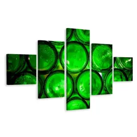 obraz-5-czesciowy-zielone-szklane-butelki-250x150
