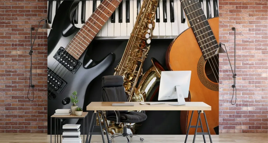 fototapeta-do-salonu-gitara-saksofon-3d-360x240