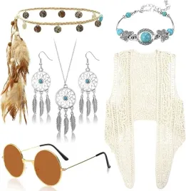 stroj-przebranie-hipis-boho-lata-60-70-vintage-akcesoria-piora-karnawal