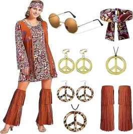 stroj-przebranie-hipis-boho-lata-70-80-vintage-akcesoria-frerdzle-komplet-s