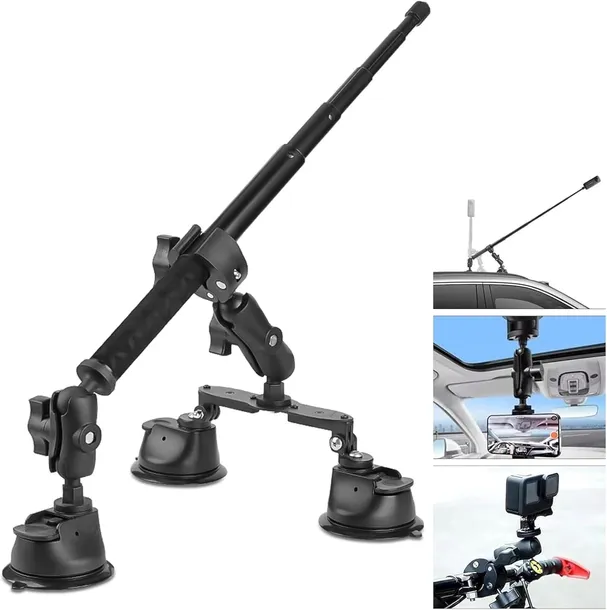 UCHWYT NA KAMERKĘ GO PRO DO SAMOCHODU AUTA 112cm KIJ REGULACJA PRZYSSAWKI