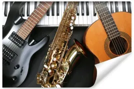 fototapeta-do-salonu-gitara-saksofon-3d-450x300