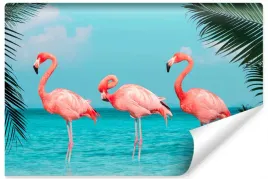 fototapeta-do-sypialni-flamingi-morze-3d-450x300