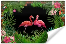 fototapeta-do-salonu-flamingi-cegly-dekor-450x300